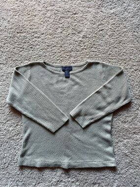 Van Heusen Ribbed Knit Sweater in Sage Green Size Medium Minimalist Old Money